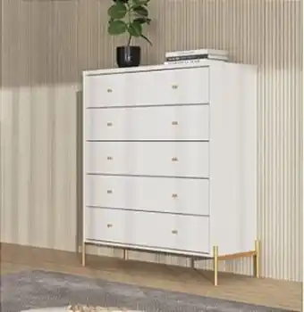 Lojas Guido Cômoda jasper - 5 gavetas - 119x79x45 - off white com dourado oferta