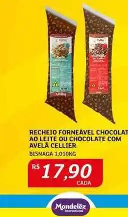 Assaí Atacadista Recheio forneável chocolat ao leite ou chocolate com avelã cellier oferta
