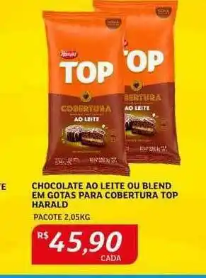 Assaí Atacadista Chocolate ao leite ou blend em gotas para cobertura top harald oferta