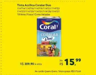 Tinta acrílica coralar duo coral