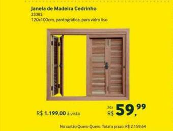 Quero Quero Janela de madeira cedrinho oferta