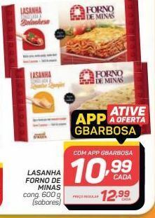 GBarbosa Lasanha forno de minas cong. 600 g (sabores) oferta