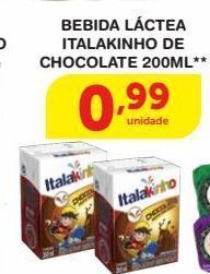 Roldão Bebida láctea italakinho de chocolate 200ml** oferta