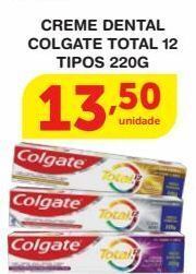Roldão Creme dental colgate total 12 tipos 220g oferta