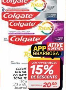 GBarbosa Creme dental colgate total 12 90 g c/ 3 unids. (sabores) oferta