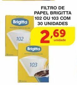 Filtro de papel brigitta 102 ou 103 com 30 unidades