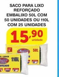 Roldão Saco para lixo reforçado embalixo 50l com 50 unidades ou 110l com 25 unidades oferta