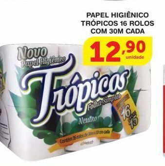 Papel higiênico trópicos 16 rolos com 30m cada