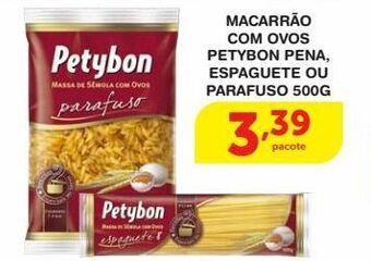 Roldão Macarrão com ovos petybon pena, espaguete ou parafuso 500g oferta