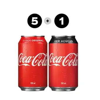 Pão de Açúcar Kit 5 unidades coca-cola original 350ml + 1 unidade coca-cola sem açúcar 350ml oferta