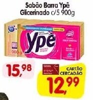 Cercadão Sabão Barra Ypê Glicerinado c/5 900g oferta
