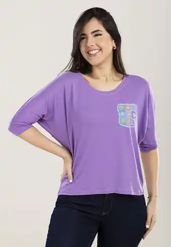 Handara Blusa ampla croche 02 malha confort lavanda p oferta