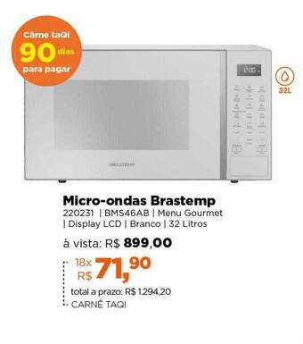 Lojas TaQi Micro-ondas brastemp oferta