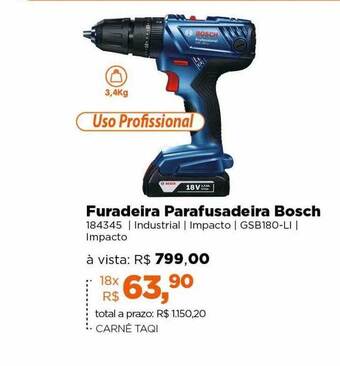 Lojas TaQi Furadeira parafusadeira bosch oferta