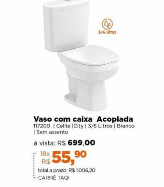 Lojas TaQi Vaso com caixa acoplada oferta