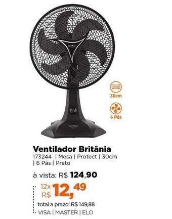 Lojas TaQi Ventilador britânia oferta