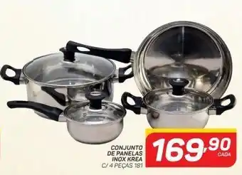 Conjunto de panelas inox krea c/ 4 peças 181