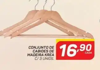 Conjunto de cabides de madeira krea c/ 3 unids.