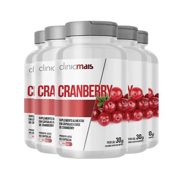 Kit 5 cranberry 500mg clinicmais 60 cápsulas oferta na Pão de Açúcar