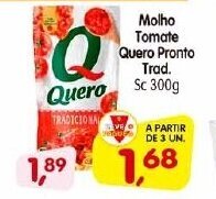 Cercadão Molho Tomate Quero Pronto Tradicional sc 300g oferta