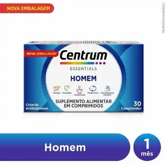 Pão de Açúcar Centrum essentials homem 30 comprimidos, com vitamina c, complexo b, d3 e zinco oferta