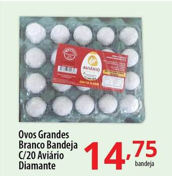 Akki Atacadista Ovos grandes branco bandeja c 20 aviário diamante oferta