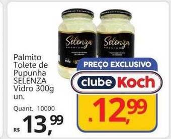 Supermercados Koch Palmito tolete de pupunha selenza vidro oferta