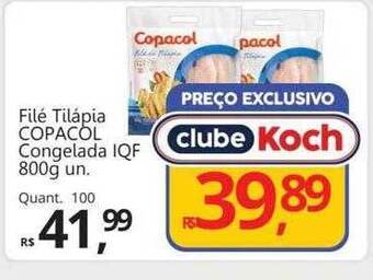 Supermercados Koch Filé tilápia copacol congelada iqf oferta