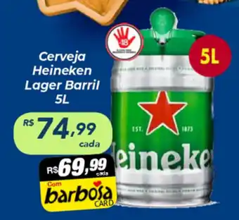 Barbosa Supermercados Cerveja Heineken Lager Barril 5L oferta