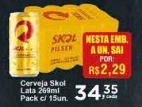 Rossi Supermercado Cerveja Skol Lata 269ml pack c/ 15un. oferta