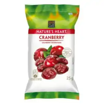 Snacks frutas natures heart pc 25g cranberry .
