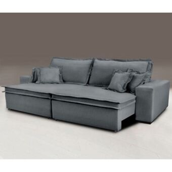Leroy Merlin Sofa retrátil e reclinável com molas cama inbox premium 2,52m tecido em linho cinza escuro oferta