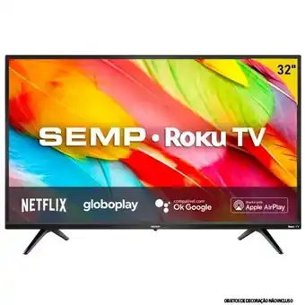 Smart tv semp tcl r6500 led 32"hd roku 3 hdmi 1usb