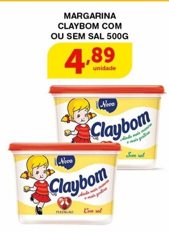 Roldão Margarina claybom com ou sem sal 500g oferta