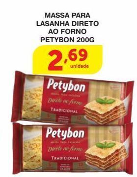 Massa para lasanha direto ao forno petybon 200g