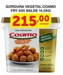 Gordura vegetal coamo fry 600 balde 14,5kg