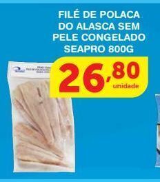 Filé de polaca do alasca sem pele congelado seapro 800g