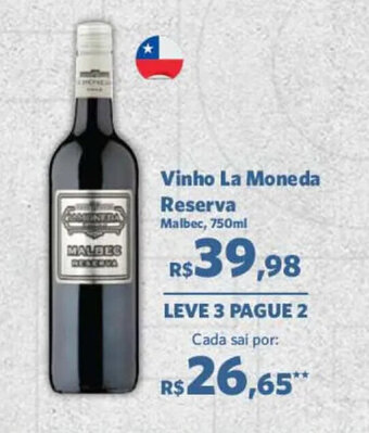 Sam's Club Vinho La Moneda Reserva 750ml oferta