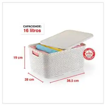 Cesto organizador grande branco com tampa 069/b nitron