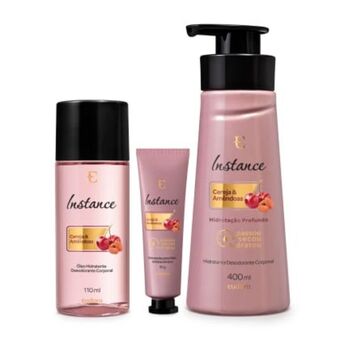 Eudora Combo cereja e amêndoas: óleo hidratante corporal 110ml + hidratante desodorante corporal 400ml + creme hidratante para mãos oferta