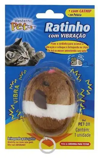 Brinquedo gato rato vibracao 6,9cm western pet