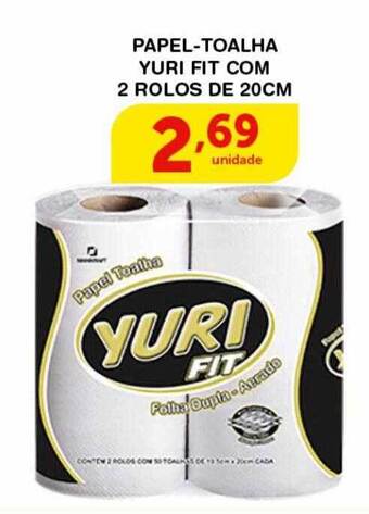 Roldão Papel toalha yuri fit com 2 rolos de 20cm oferta