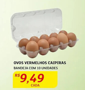Ovos Vermelhos Caipiras bandeja com 10 unidades