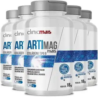 Pão de Açúcar Kit 5 artimag colágeno tipo ii e magnésio 30 cápsulas clinicmais oferta