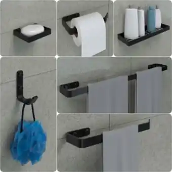 Leroy Merlin Kit acessórios para banheiro preto fosco 6 peças oferta
