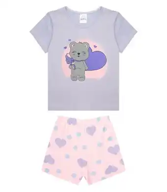 C&A Pijama infantil feminino curto estampado jucatel roxo oferta