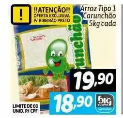 Supermercados Big Compra Arroz tipo 1 carunchão oferta