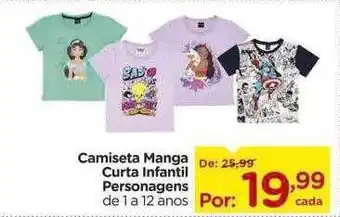 Carrefour Camiseta manga curta infantil personagens oferta
