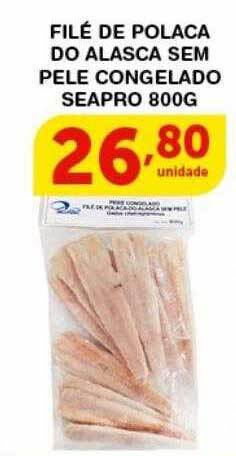 Roldão Filé de polaca do alasca sem pele congelado seapro oferta