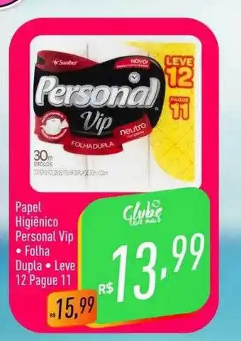 Papel higiênico personal vip folha dupla leve 12 pague 11